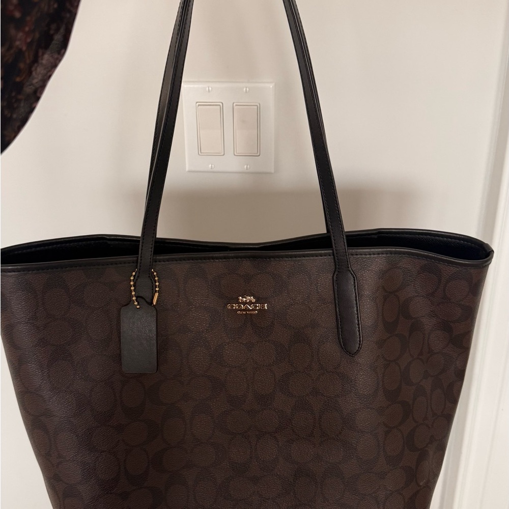 Coach Dark Brown Signature Tote